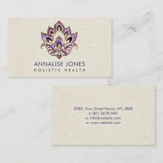 はす-キャンバスのアメジストそして金ゴールド 名刺 (正面/裏面)