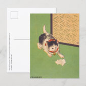 はたして猫は何をしようとしているのか - 葛飾北斎の浮世絵 ポストカード (正面/裏面)