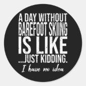 はだしのスキーおもしろいギフトアイディア ラウンドシール (正面)