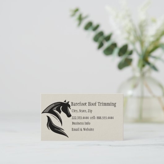 はだしのフーフトリミング白黒アート 名刺 (スタンド正面)