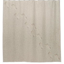 はだしのプリントインビーチサンド シャワーカーテン