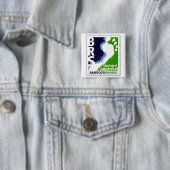 はだしのランナーの社会は承認の正方形のずかずかと歩きます 缶バッジ (インサイチュ)