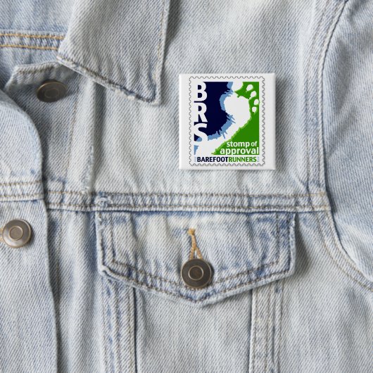 はだしのランナーの社会は承認の正方形のずかずかと歩きます 缶バッジ (インサイチュ)