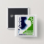 はだしのランナーの社会は承認の正方形のずかずかと歩きます 缶バッジ (正面&裏面)