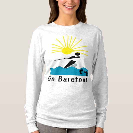 -はだしの水上スキーははだしで行きます Tシャツ (正面)