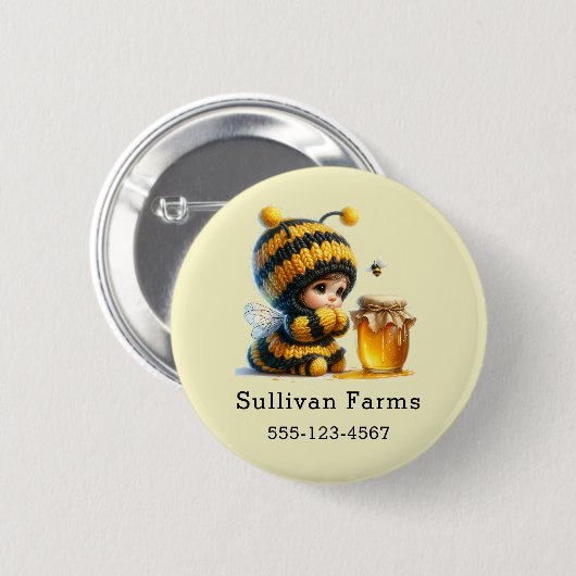 はちみつビジネスが大好きなビーの衣装を着たかわいい女の子|過去記事 缶バッジ (正面&裏面)