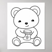 はちみつ壺のカラーリングページを持つかわいいクマ ポスター (正面)