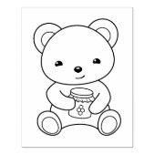 はちみつ壺のカラーリングページを持つかわいいクマ ラバースタンプ (インプリント)