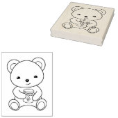 はちみつ壺のカラーリングページを持つかわいいクマ ラバースタンプ (押印)