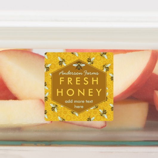 はちみつ壺ミツバチとハニカム養蜂業 ラベル (貼付)