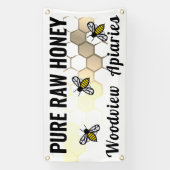 はちみつ市場サイン ビー ハニコーム ピュア ローハニー 横断幕 (縦)