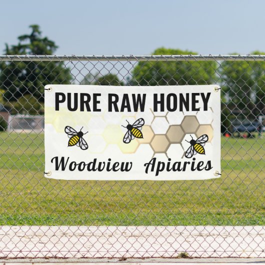 はちみつ市場サイン ビー ハニコーム ピュア ローハニー 横断幕 (インサイチュ)