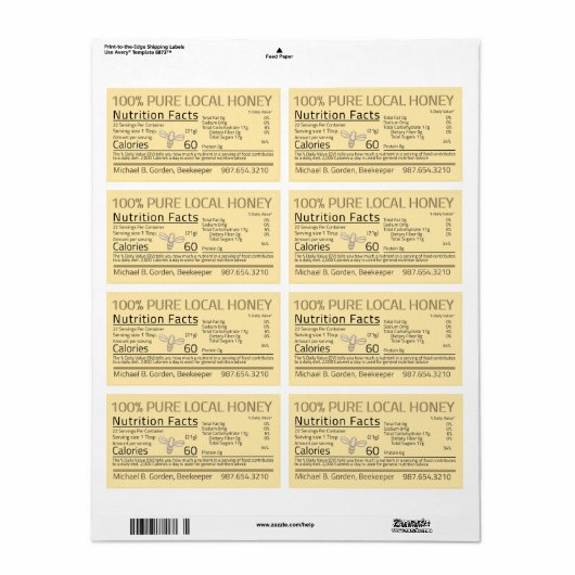 はちみつ栄養リトルビー差出人住所ラベル ラベル (フルシート)