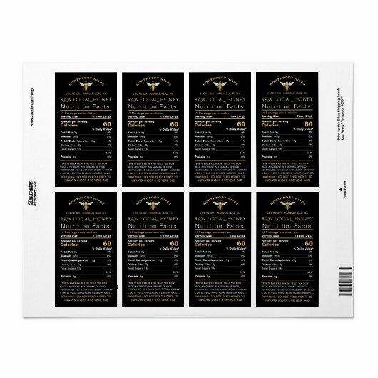 はちみつ栄養乳児警告&ビー出荷サイズ ラベル (フルシート)