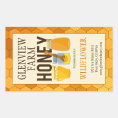 はちみつ瓶とハニカム製品ラベル 長方形シール (正面)