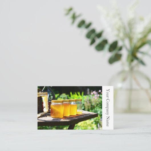 はちみつ瓶とハニカム – 名刺 (スタンド正面)
