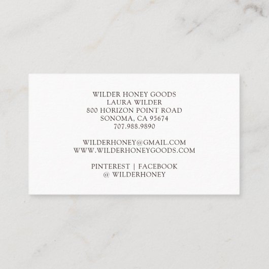 はちみつ瓶とハート水色のロ図解入りの、写真付きのゴ 名刺 (裏面)