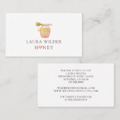 はちみつ瓶とハート水色のロ図解入りの、写真付きのゴ 名刺 (正面/裏面)