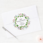 はちみつ瓶の水色ラベル | Orchard Honey ラウンドシール (封筒)