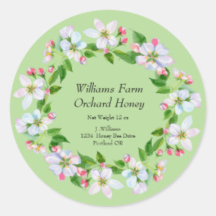 はちみつ瓶の水色ラベル   Orchard Honey ラウンドシール