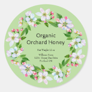 はちみつ瓶の水色ラベル Orchard Honey ラウンドシール