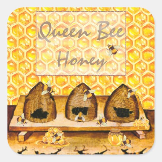 はちみつ瓶キャニングラベル スクエアシール (正面)