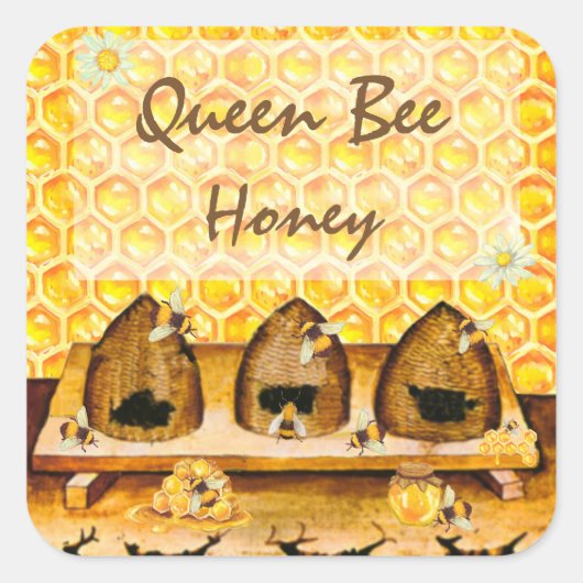 はちみつ瓶キャニングラベル スクエアシール (正面)