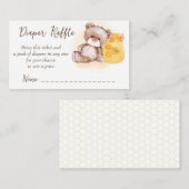 はちみつ瓶テディベア赤ちゃんシャワーおむつラッフル エンクロージャーカード (正面/裏面)