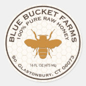 はちみつ瓶ラベル蜂ハニカム ラウンドシール (正面)