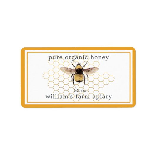 はちみつ瓶ラベル蜜蜂アピアニカムイエロー ラベル (正面)