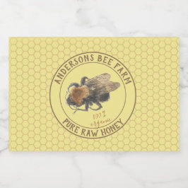 はちみつ瓶ラベル |ヴィンテージミツバチとハニカム フードラベル