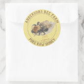 はちみつ瓶ラベル |ヴィンテージミツバチとハニカム ラウンドシール (バッグ)