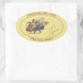 はちみつ瓶ラベル |ヴィンテージミツバチとハニカム 楕円形シール (バッグ)