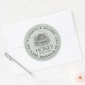 はちみつ瓶ラベル(ヴィンテージ点々のあるス縁ど) ラウンドシール (封筒)