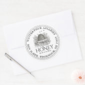 はちみつ瓶ラベル(ヴィンテージ点々のあるス縁ど) ラウンドシール (封筒)