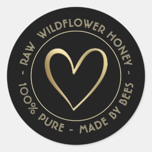 はちみつ蓋瓶ラベル – 100%蜂で作られた純粋 ラウンドシール