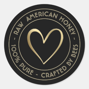 はちみつ蓋瓶ラベル – 100%蜂で作られた純粋 ラウンドシール