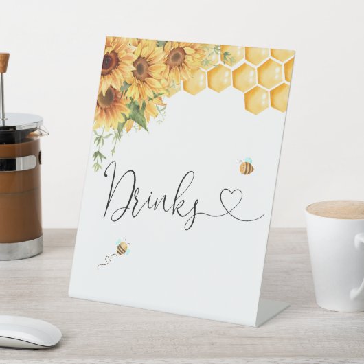 はちみつ蜂とひまわり飲料 台座サイン (インサイチュ)