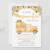 はちみつ蜂の赤ちゃんシャワーの途中にある小さな甘い人 招待状 (正面)