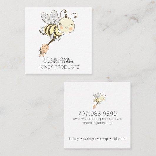 はちみつ蜜水彩蜂蜜製品 スクエア名刺 (正面/裏面)