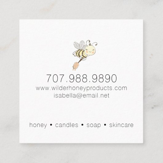 はちみつ蜜水彩蜂蜜製品 スクエア名刺 (裏面)