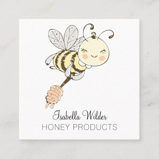 はちみつ蜜水彩蜂蜜製品 スクエア名刺 (正面)
