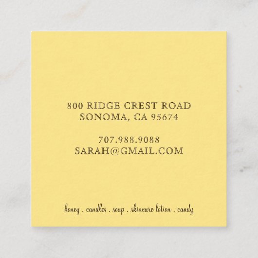 はちみつ蜜製品 スクエア名刺 (裏面)