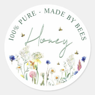 はちみつ野草花ビーグリーンラベル花 ラウンドシール