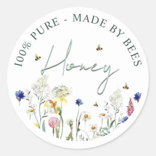 はちみつ野草花ビーグリーンラベル花 ラウンドシール (正面)