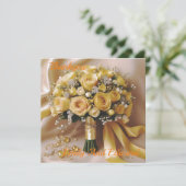 はちみつ黄色のバラ結婚の花束、 サンキューカード (スタンド正面)