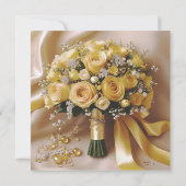 はちみつ黄色のバラ結婚の花束、 サンキューカード (裏面)