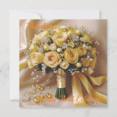 はちみつ黄色のバラ結婚の花束、 サンキューカード (正面)