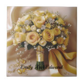 はちみつ黄色のバラ結婚の花束、 タイル (正面)