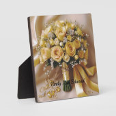 はちみつ黄色のバラ結婚の花束、 フォトプラーク (正面)